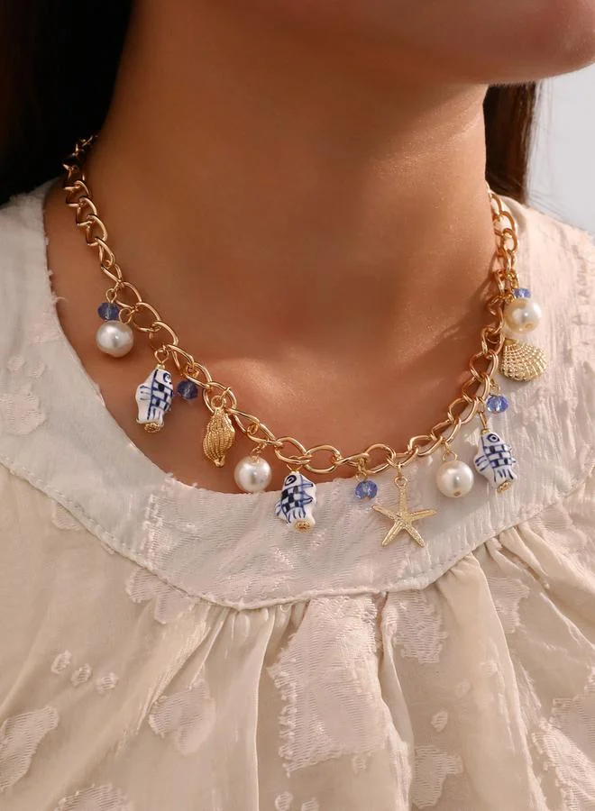 Take Two  Gold Charm Necklace with Sea Pendants for Women | Best Price UAE